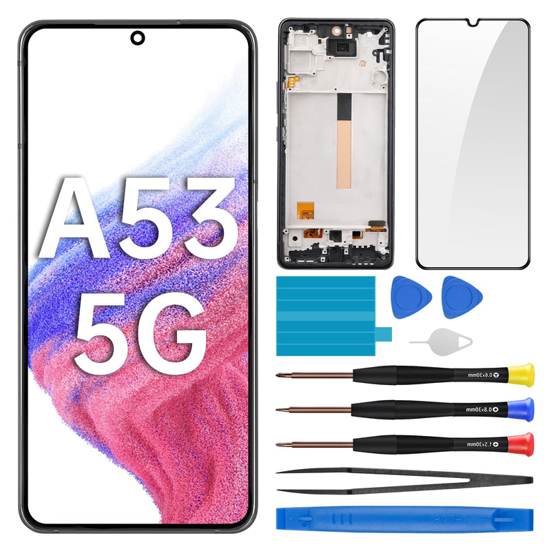 for Samsung Galaxy A53 5G Screen Replacement with Frame LCD Display Touch Digitizer Full Assembly Fix Glass with Repair Tools Kit SM-A536U SM-A536U1