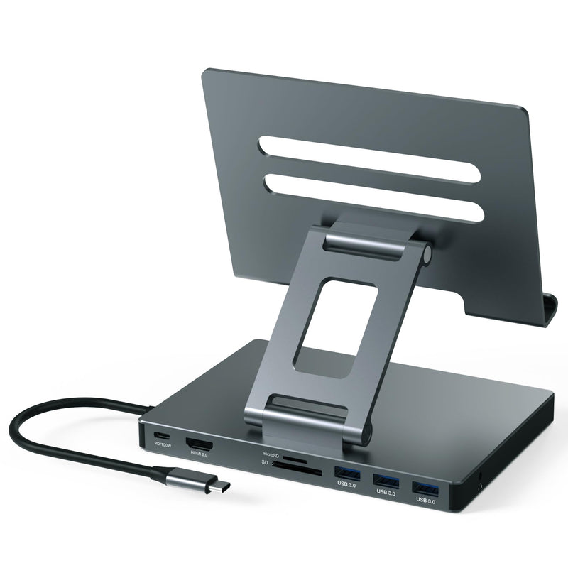 2026 iPad Pro USB C Hub Stand, Adapter for iPad Pro M5 M3 M4 13 12.9 11 Inch iPad Air Docking Station 4K 60Hz HDMI, SD/TF Card Reader, 3 USB 3.0 Port, 3.5mm Audio, iPad mini A16 Galaxy Tablet Dock