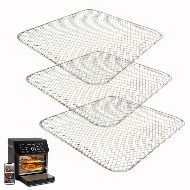 ALJ 3PCS Air Fryer Oven Mesh Rack for COSORI 10QT Air Fryer Toaster Oven, Premium Dehydrator Rack Shelf Grid Grill Pan Crisper Cooking Plate Tray Insert Grate for COSORI 13QT Oven, Dishwasher Safe 10QT for COSORI