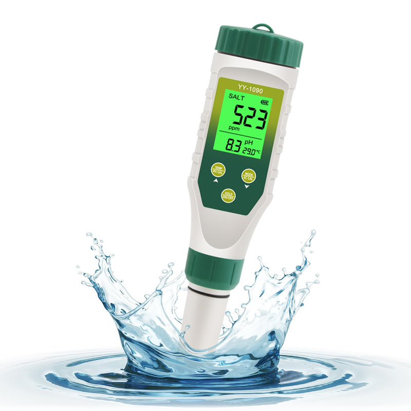 PH Meter & TDS Meter 5 in 1 Water Tester pH/TDS/EC/Salt/Temp Meter,PH Meter for Water with LCD Backlit,pH Tester Digital for Drinking Water. 5-1