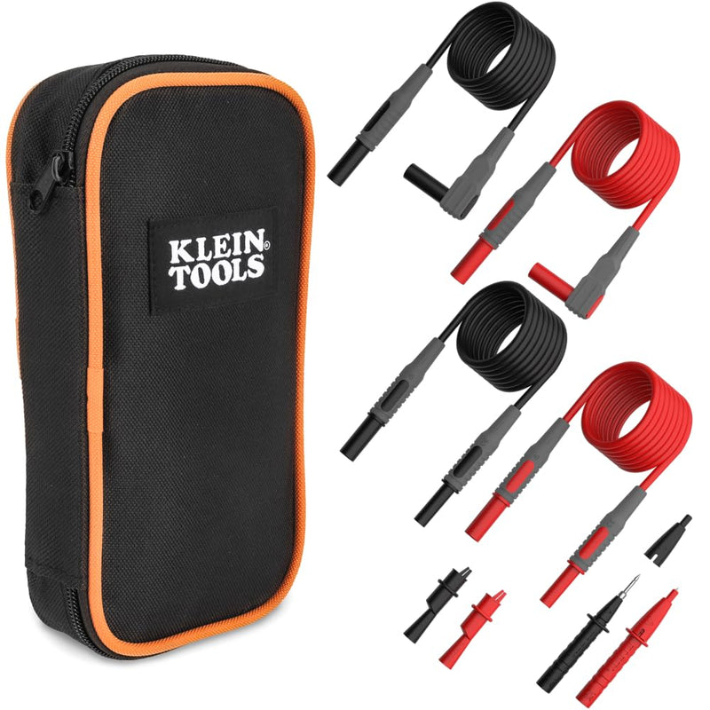 Klein Tools 69483 Meter Test Leads Accessory Kit with (2) Right-Angle, (2) Extenders, (2) Lead Heads, (2) Alligator Clips, and Case Meter Accessory Kit