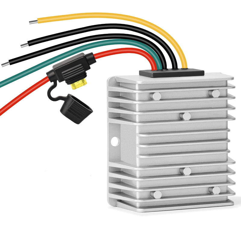 Acc Control DC 24V 48V 36V to 12V 20A 240W Step Down Converter Golf Cart Voltage Regulator Reducer Volt Waterproof Buck Transformer 5 Wire with Fuse