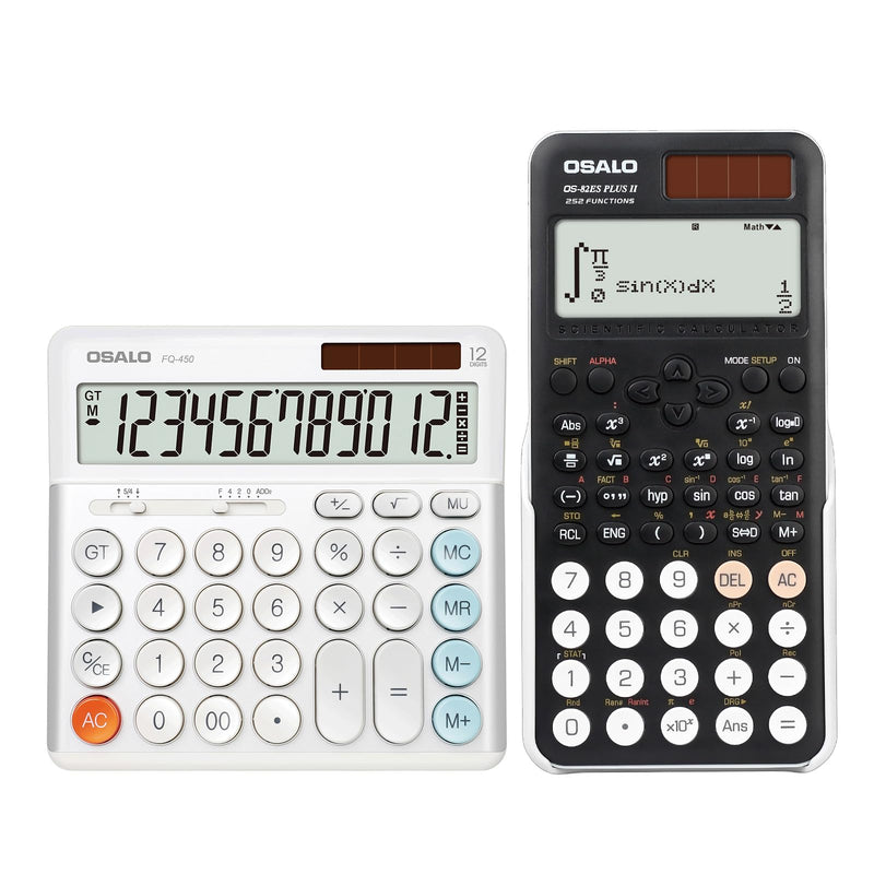 OSALO Scientific Calculator 252 Functions 2-line Written Display & Battery Solar Calculators for Secondary Students Desktop Calculator Extra Large