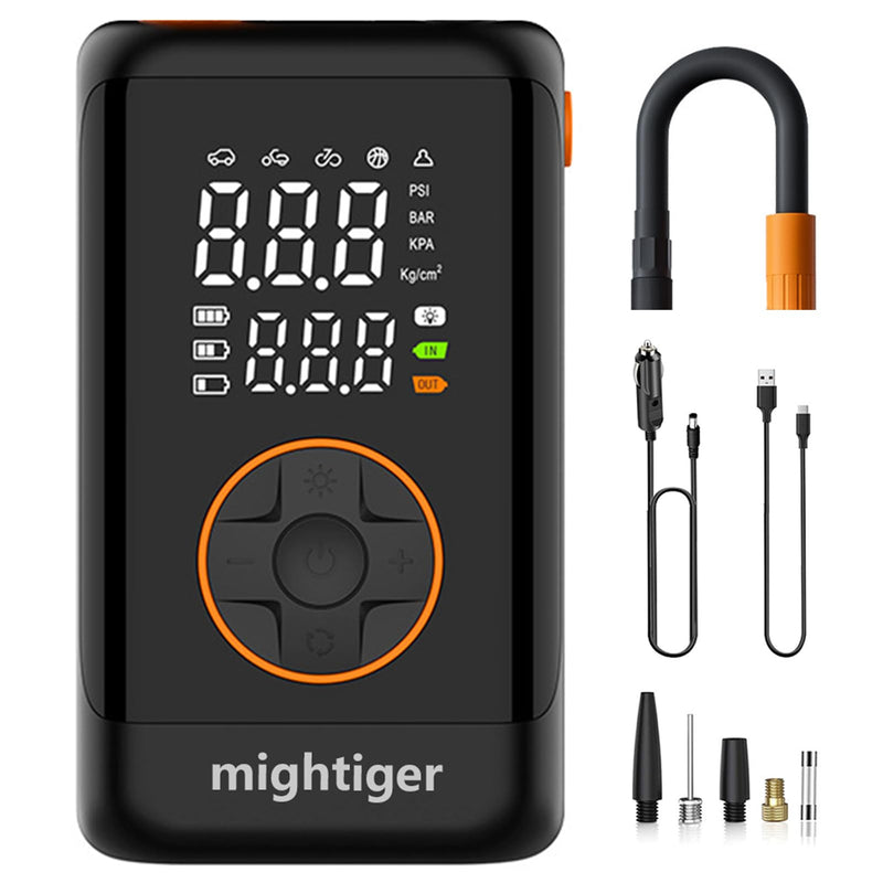 Tire Inflator Portable with Air Release Valve Mini Air Compressor Cordless with Cigarette Lighter with Digital Pressure Gauge can Preset Tire Pressure Auto Shut off SOS Light 150PSI for Cars Light black