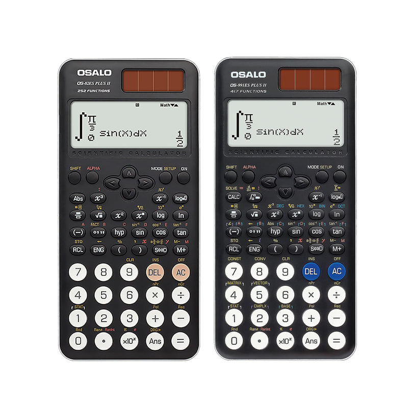 OSALO Scientific Calculator 417 Function 252 Functions 2 Line 10+2 Digits Written Display Solar and Battery Calculators for School College Students Secondary