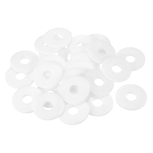 uxcell 25Pcs M16 Nylon Flat Washers Plain Washer 16mm ID 50mm OD 3mm Thick Plastic Washers for Screws Bolts Garden Faucet Plumbing Washers Repair, White 25