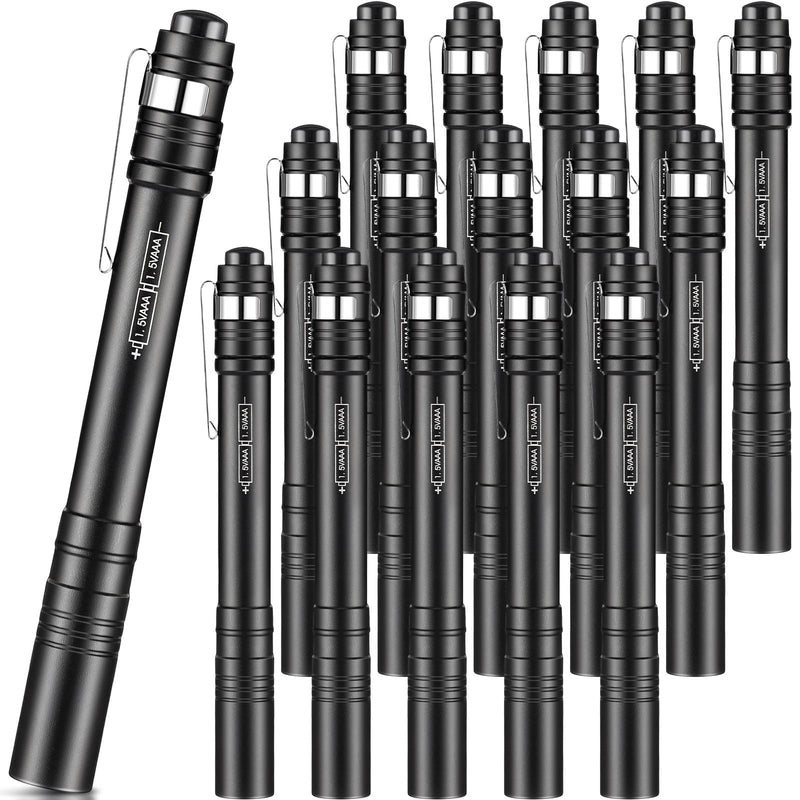 Rossesay Pocket Flashlights Pen Bulk Gift LED Pen Lights Aluminum Mini Flashlights with Clips Small Handheld Torche for Men Camping Hiking Emergency Outdoor(Black,15 Pack) Black 15