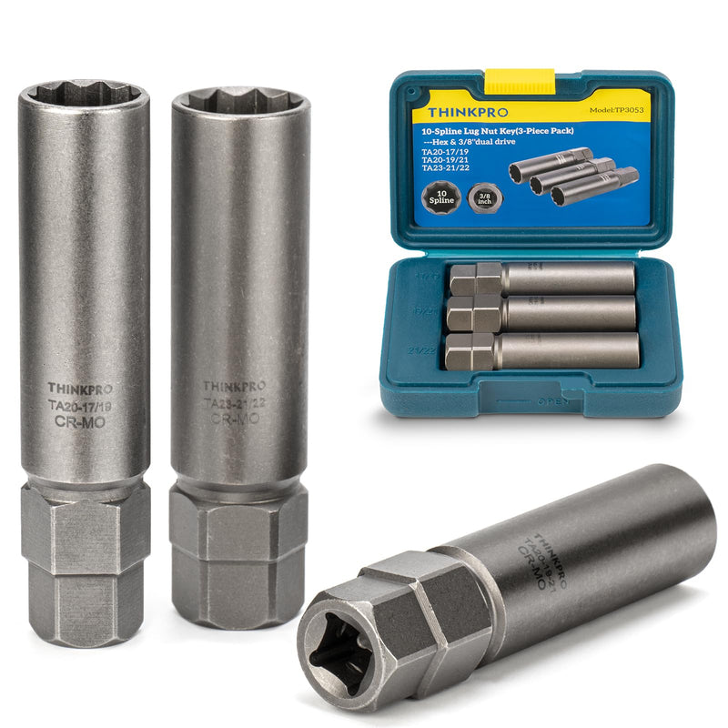 10 Spline Lug Nut Socket,Compatible with Bimecc 10 Point Socket.Dual Drive 10 Spline Lug Nut Key,Replacement for Ta20 17/19,TA20-19/21 TA23-21/22 Wheel Lock Nuts 3 Pipces