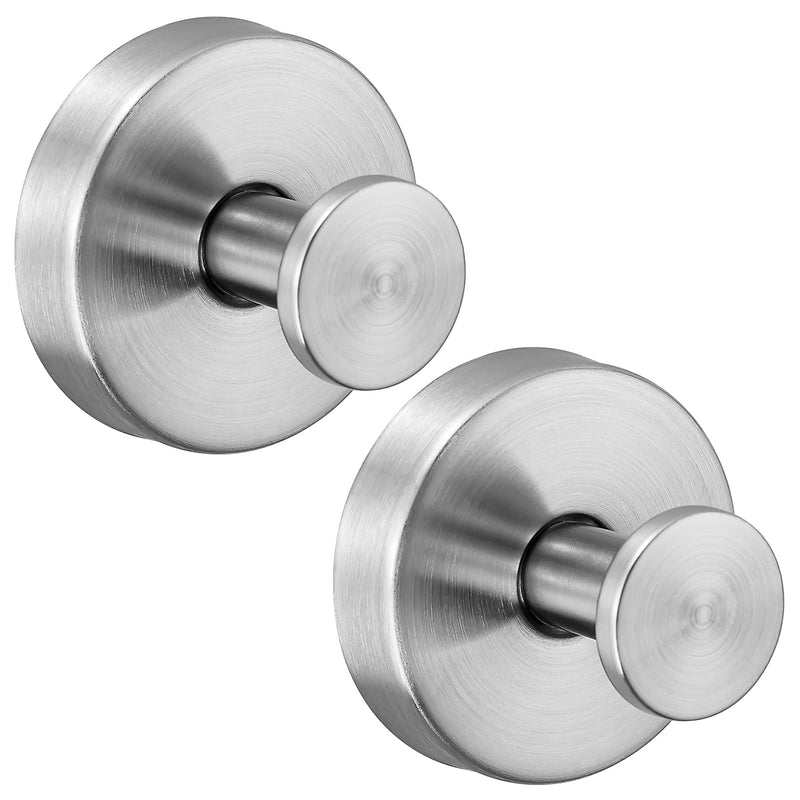 Suction Cup Hooks for Shower,Stainless Steel Towels Hook No Drill | Heavy-Duty Suction Hooks for Glass/Tile/Metal. Rust-resistant, Removable & Reusable for Home & Wreaths 2Pcs, Brushed Nickel 2
