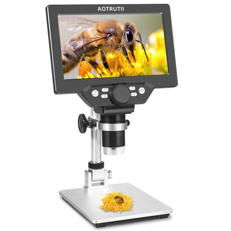 7" LCD Digital Microscope 1200X Magnification, 1080P Coin Microscope with Metal Stand | 8 LED Lights & Ultra-Precise Focus | Coin, Stamp, Windows/Mac Compatible