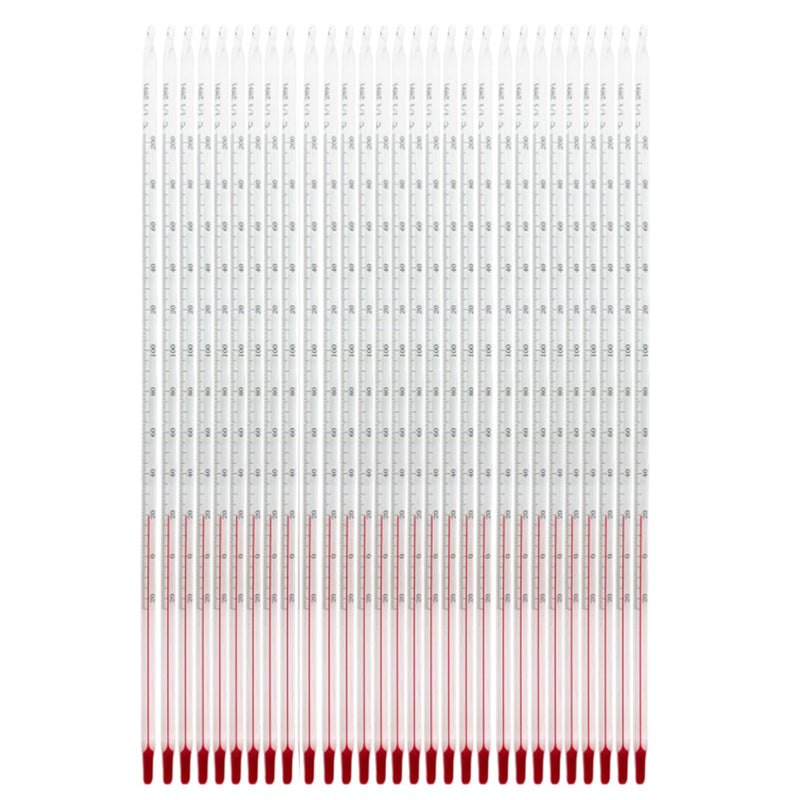 30Pcs Glass Celsius Thermometer -20 to 200℃ Length 300mm 12 Inch Laboratory Red Line Temprature Meter 30