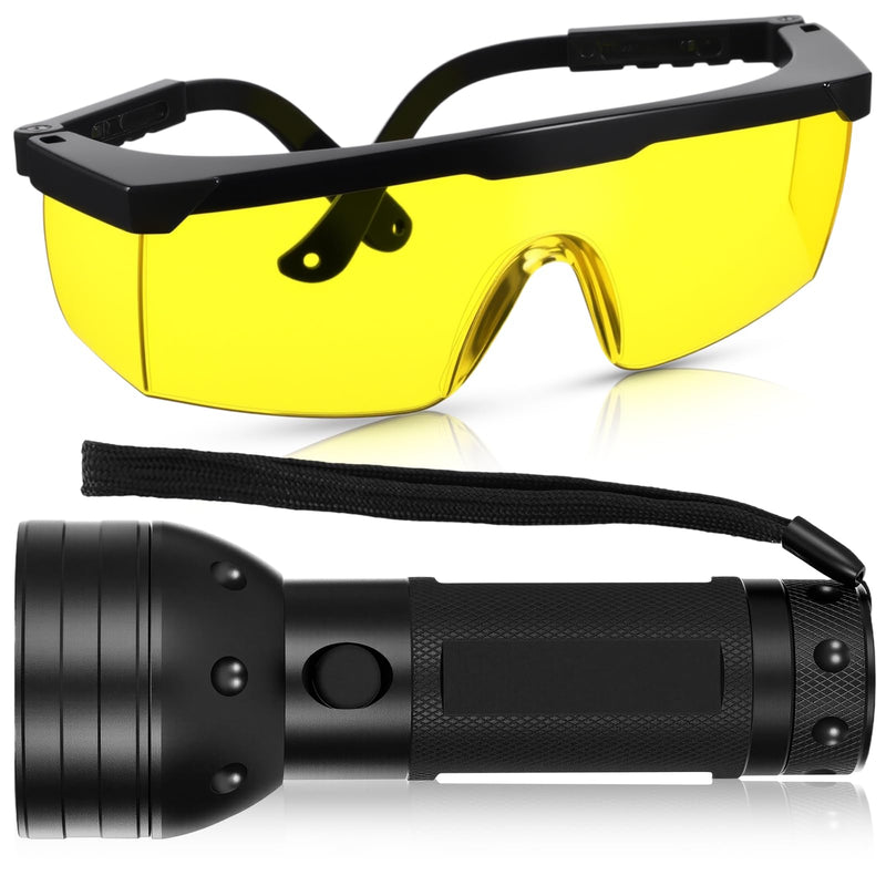 AC Leak Detector Kit AC UV Oil Dye Leak Detection Includes LED Flashlight and UV Protective Glasses with Box for Car Refrigerant Detector Tool (51 LED)