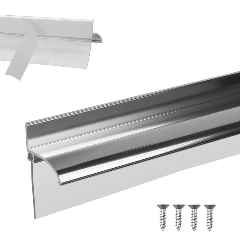 25" Shower Door Bottom Deflector for Chrome Framed Shower Door Drip Rail Replacement with Vinyl Sweep 25 in