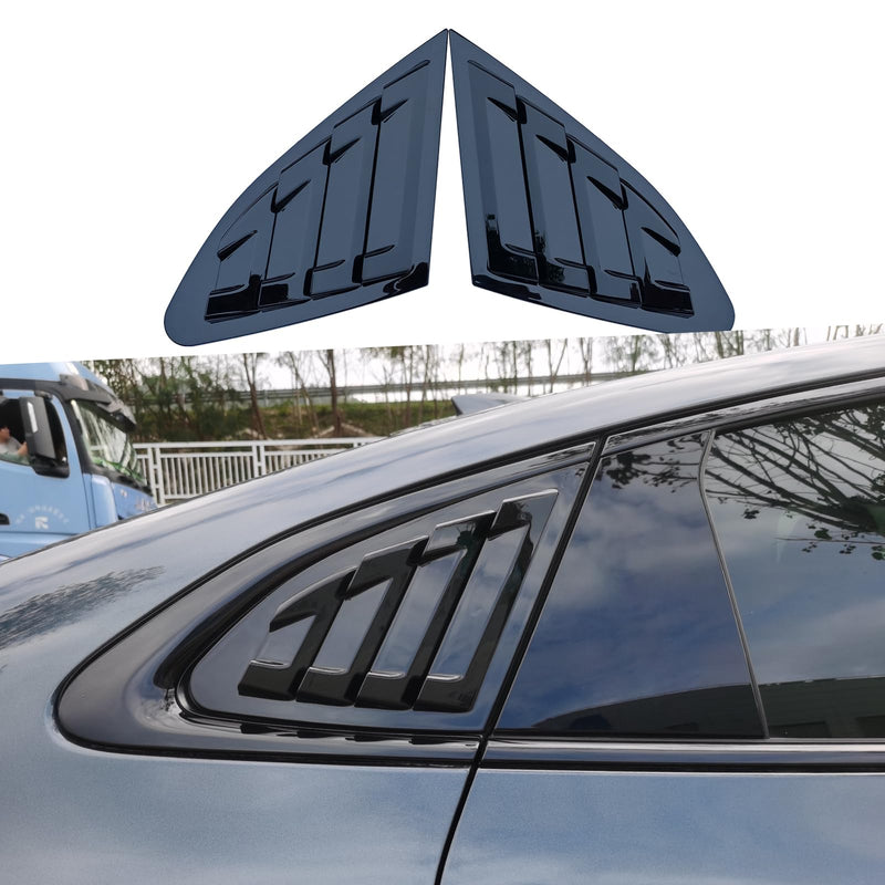 for Chevrolet Chevy Malibu 2016-2024 Rear Side Window Louvers Sport Style Triangular Window Glass Blinds Air Vent Scoop Shades Cover Trim Blinds Auto Exterior ABS Decorate Accessories (Piano Black) Piano black