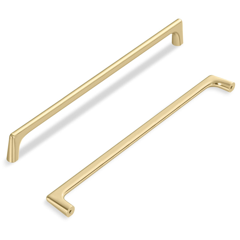Lardmon 3 Pack Brushed Gold Modern Cabinet Pulls 10 Inch(254mm) Hole Center Timeless Drawer Pulls Vanity Pulls Classic Solid Kitchen Cabinet Handles Hardware, 10.4 Inch(264mm) Total Length 10 Inch Hole Center