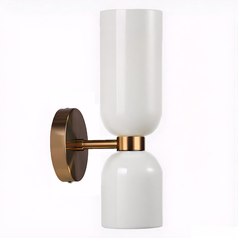Mid Century Modern 2- Light Glod Wall Sconce Lighting with Glass Shades, E14 Wall Lamp for Bedroom, Bathroom Vanity,Living Room, Hallway (Milky White) Milky White