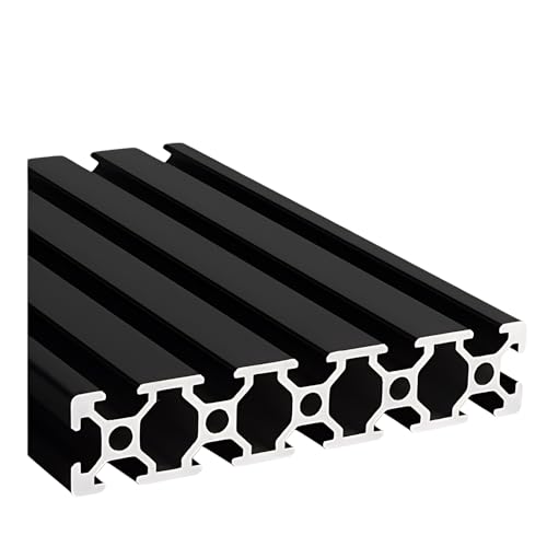 20100 Aluminum Extrusion T Slot 500mm Long Black 1 Pack, Extruded Aluminum Profile T Slot 20 Series European Standard Anodized Linear Rail 20 x 100 19.69" 1Pcs L:19.69"/500mm