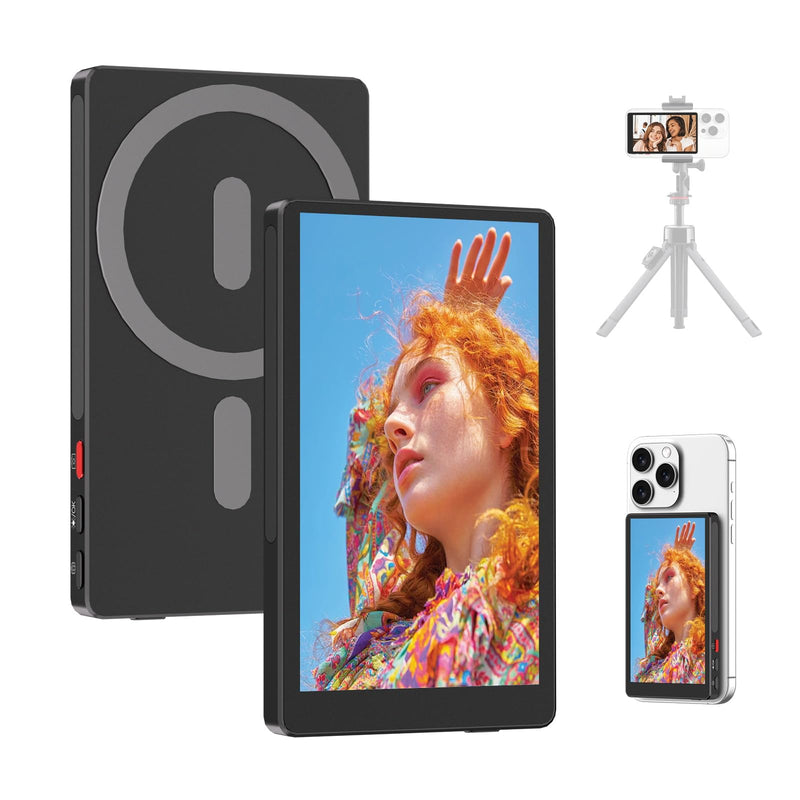 4" Magnetic Phone Vlog Selfie Monitor Screen, 1080P Wireless Recording, Phone Selfie Monitor Screen Back Camera Monitor for Selfie Vlog Live Stream TikTok,Compatible with iPhone, Android