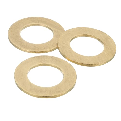 MECCANIXITY 3 Pack Brass Flat Washer, M33 Copper Washers Crush Washer Kit Assortment, 33mm ID, 59mm OD, 3mm Thick for Bolts Screws Machinery Repair, Outdoor Construction 2 5/16" OD x 1 5/16" ID x 3mm