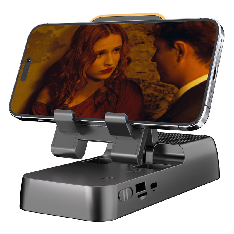 Cell Phone Stand with Wireless Bluetooth Speaker, Phone Speaker Amplifier, Foldable Holder Dock Adjustable Kitchen Desk Bracket for iPhone ipad Tablet,TF Card Induction,Gift for Men Women