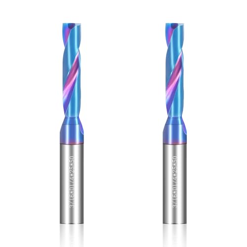 3/16" Solid Carbide Drill Bits, 2Pcs Carbide Drill Bit Set with Blue Nano Coating, Metal Drill Bit Set for Hardened Steel Cast Iron Alloy Copper, High Precision CNC Drilling Tool Preferred Choice 2 3/16 in