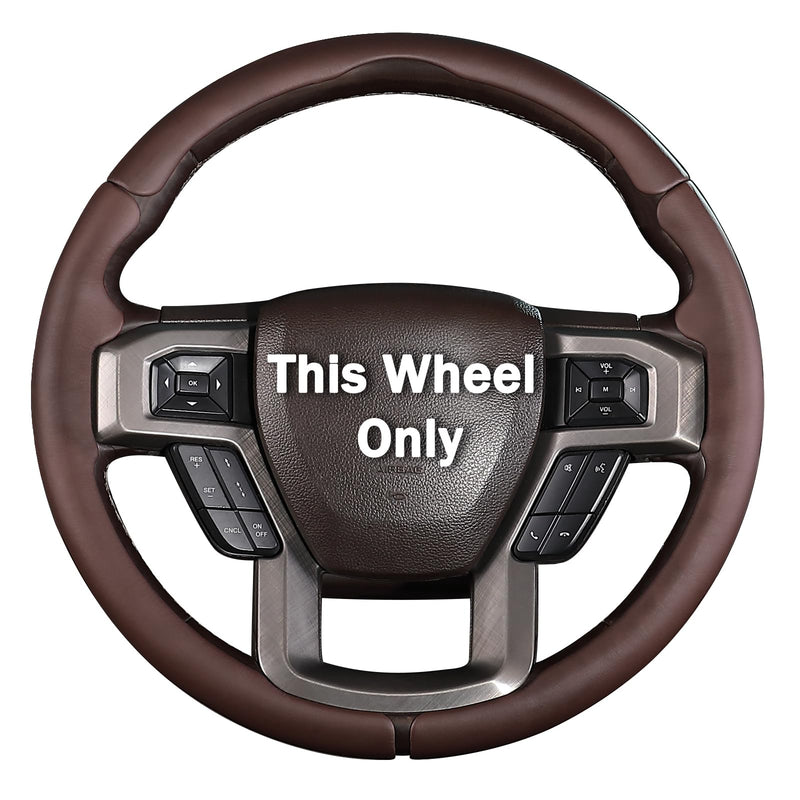 Steering Wheel Cover for Ford F150 2015-2020/ F250 2017-2022/ F350 2017-2022/ F450 2017-2022/ F550 2017-2022/ Ford Expedition 2018-2021 Steering Wheel Protector for Ford Steering Wheel Accessories Brown Leather For F150 2015-2020