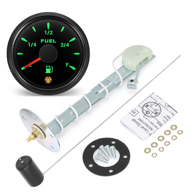 240-33ohm Fuel Sending Unit & Gauge Combo - 5-27" Fuel Tank Sensor, 7-Color Backlight with 5 Signal, Waterproof Fuel Level Gauge for Boats, Marine, Trucks, Automotive (Black) Black 5"-27"