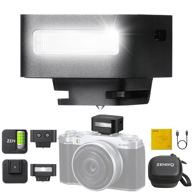 Zeniko ZF08 Flash for Camera w/Flash Height Booster, GN16, CCT 6500k ±200k, Universal Hot Shoe Mount, 3s Fast Recycling, Full Power Camera Flashes for Sony/Canon/Nikon/Panasonic/Olympus (Black) ZF08 Black