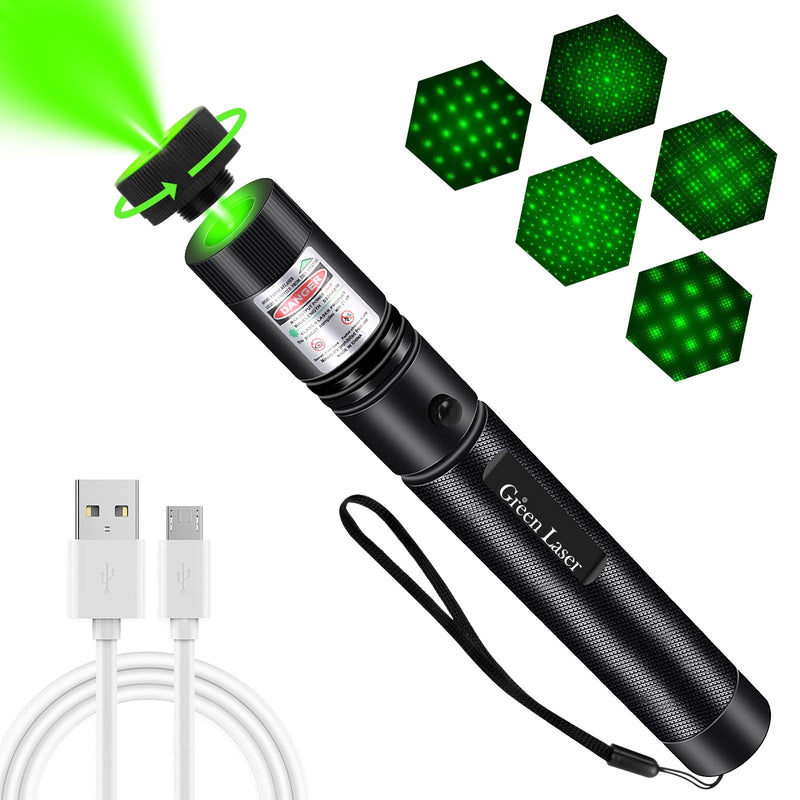 Rechargeable Green Laser Pointer, Long Range Laser Pointer High Power with Star Cap for Astronomy, Architecture, Outdoor Adventures