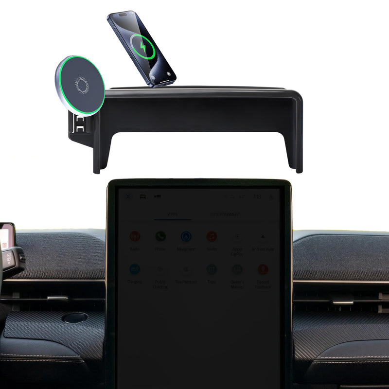 Car Phone Mount for Ford Mustang Mach-E 2021-2026 15.5" Screen Accessories | MagSafe 15W Fast Wireless Charger Cell Phone Holder,360° Rotatable 3D Fit Navigation Clip-On Cradle,will Not Block Air Vents fit for 2021-2026 Ford Mustang Mach-E(15.5 Inch)