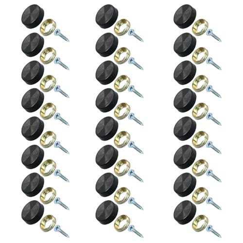 Decorative Screw Covers, Black, 16mm, 24 Pack 16mm-24 Pack-Black