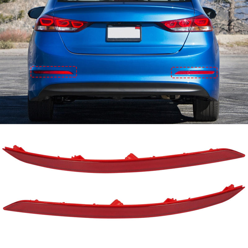 Compatible with Hyundai Elantra Rear Bumper Reflector 2017 2018,Left Driver & Right Passenger Side Rear Bumper Red Marker Trim,6th Gen Elantra Back Reflector Light W/O Bulb Replacement(1Pair) 17-18 Elantra Rear Reflector