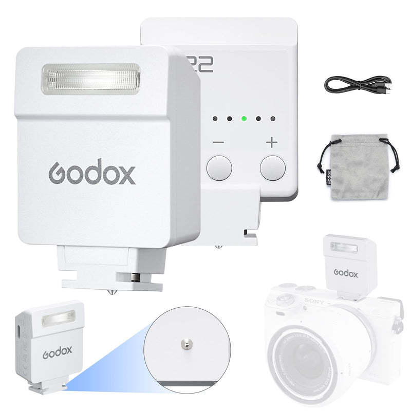 Godox iM22 Mini Flash 5 Power Levels 440 Full-Power IM 22 Small Camera Flashes Speedlite for Canon/Fuji/Sony zve10/Sony zv1/Nikon/Panasonic Olympus Pentax/3S Recycle (Godox iM22 White)