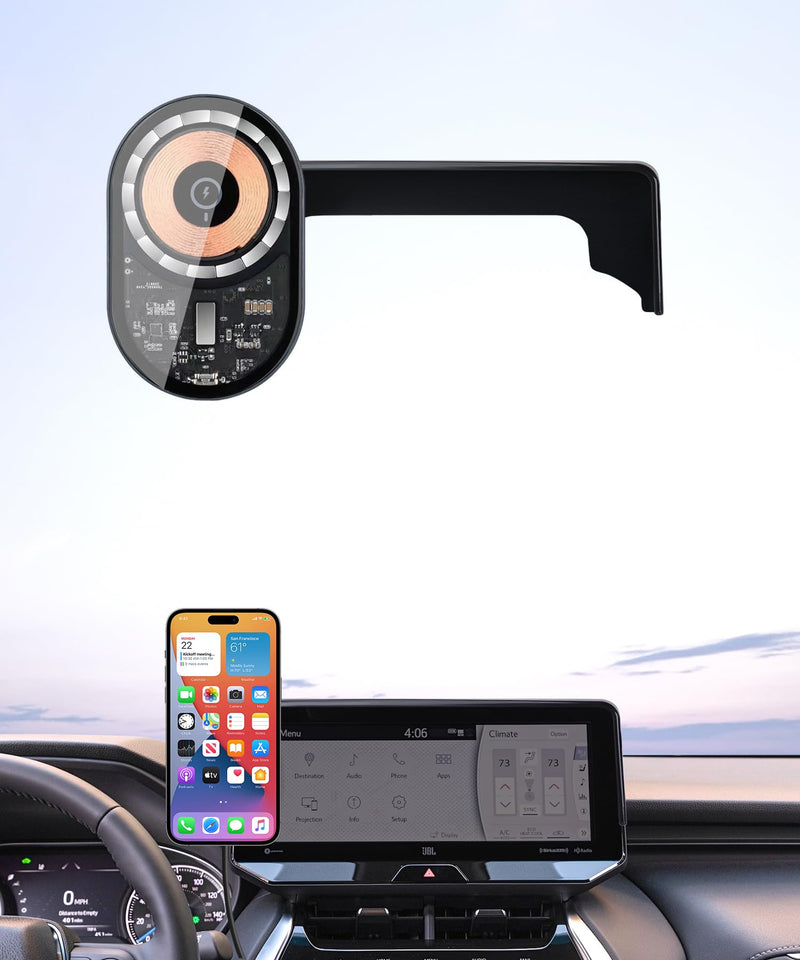 Wireless Charging Car Phone Holder for Toyota Venza 2021-2024, 12.3" Screen | Magsafe Accessories Fast Charging Magnetic cell phone Holder Clip Compatible with iPhone Android, 3D Fit Vehicle Phone Stand