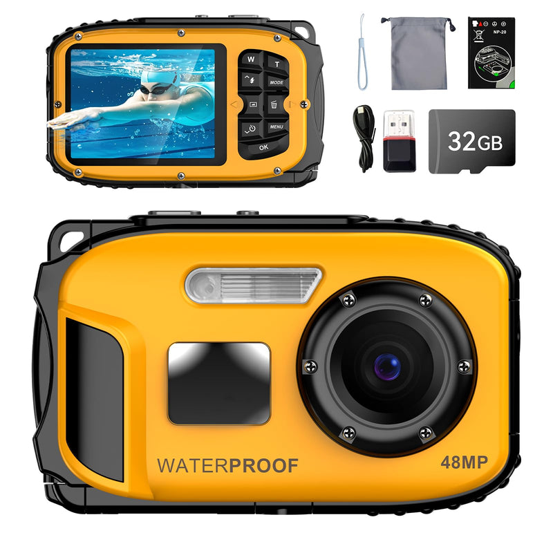 Underwater Floating Digital Camera – 48MP HD Bare-Body Waterproof Camera, No Case Needed for Underwater Fun & Childhood Memories (Orange) Orange