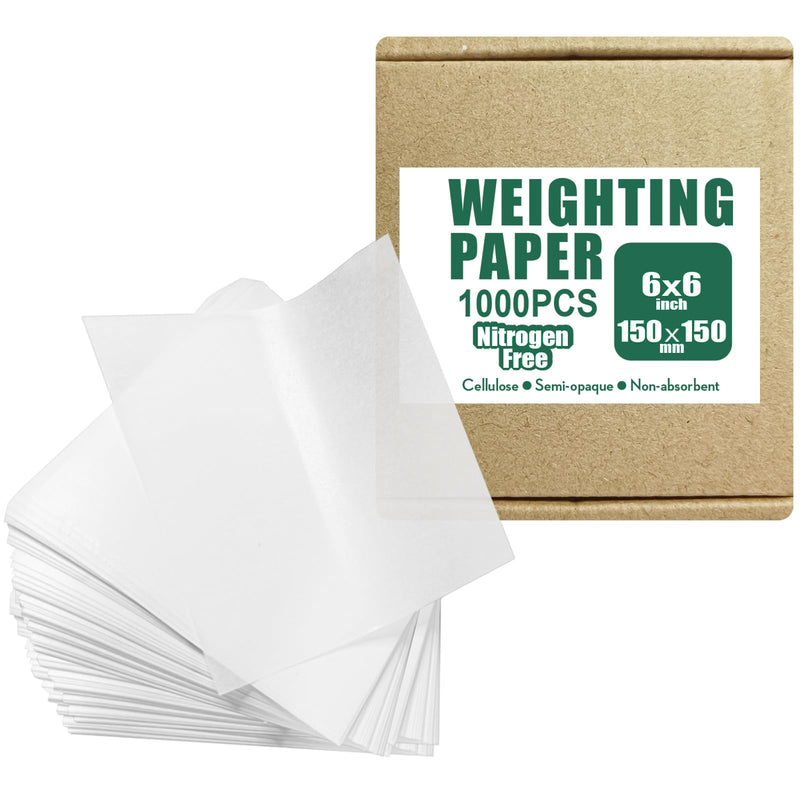 Cellulose Weighing Paper Sheet,Lab Weigh Paper, Nitrogen Free,Non-Absorbing, High-Gloss (6"X6" 1000pcs) 6"X6" 1000pcs