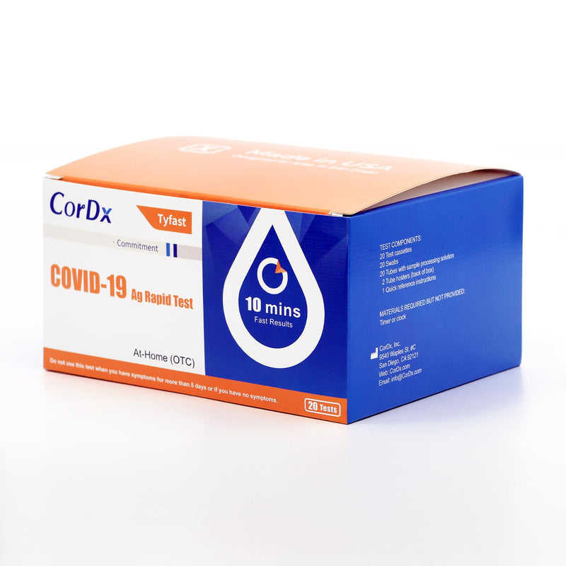 CorDx TyFast at-Home COVID-19 Antigen Rapid Test Kit, Easy, Accurate, Fast Results in 10 Minutes. (20-Pack) 20