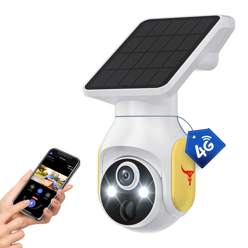 4G LTE Cellular Security Camera, SIM Card Included, No WiFi Needed, AI Motion Detection, Pan Tilt, 2-Way Talk, Night Vision, Works with Verizon/AT&T/T-Mobile 4G