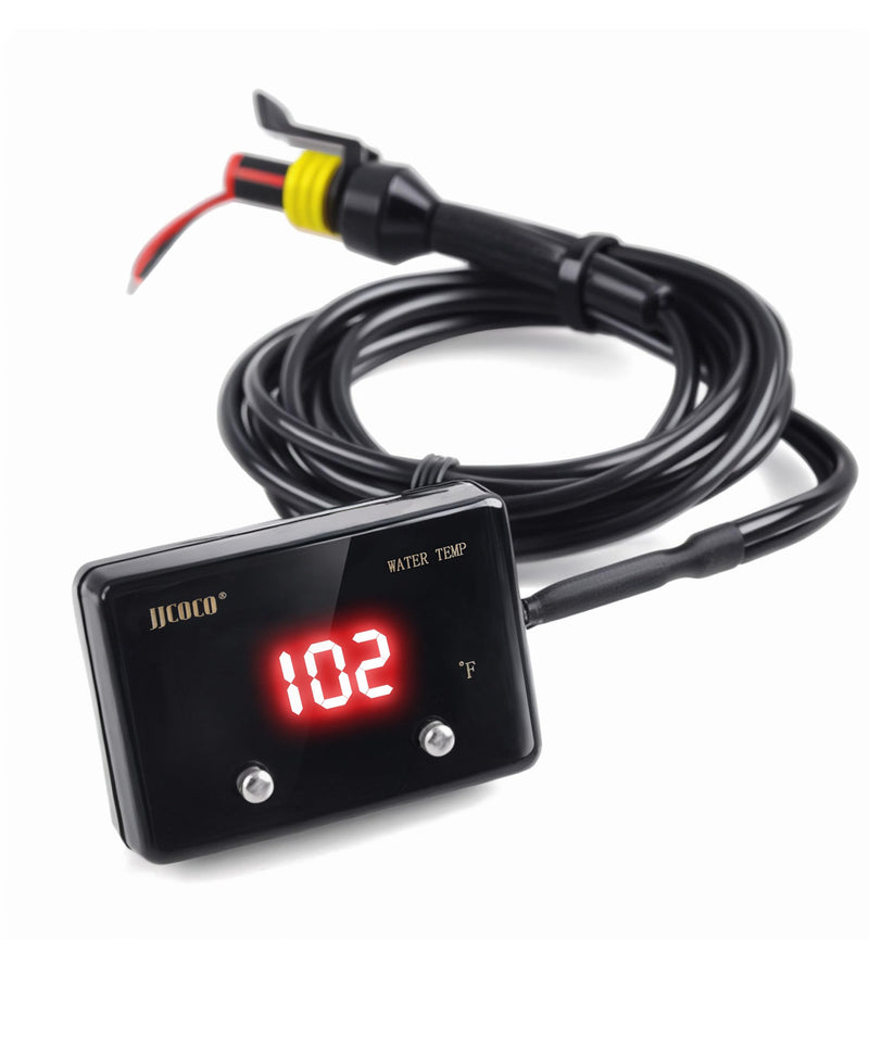 Digital Water Temperature Gauge 14-302°F with 1/8 NPT Sensor Real-Time Monitoring 12V LED Electrical Water Coolant Temp Gauges Waterproof for Car Truck Motor Marine Vehicle Automotive Red Fahrenheit