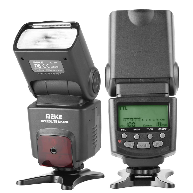 Meike 430N TTL Speedlite LCD Display Shoe Mount Flash Compatible with Nikon F System Digital SLR Cameras D3400 D3300 D3200 D5600 D850 D750 D7200 D5300 D5500 D500 D7100 D3100 etc MK-430N