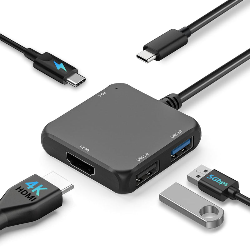 vienon USB C Hub HDMI Adapter, 4-in-1 USB C to HDMI 4K Adapter with PD 100W, USB 3.0 5Gbps for MacBook, iPad Pro, XPS, Surface, TV Dock Station for Switch/Steam Deck Dock