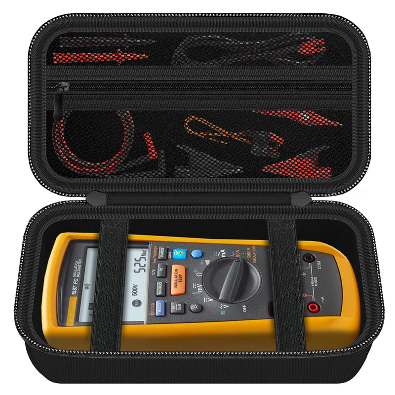 Carrying Case for Fluke1587 FC/ 87-V/ 87V Max/ 88V/ 15B+/ 17B+/ 1503/1507/1508/1577/3000 FC Multimeter Testers and Accessories, Multimeter Storage Bag Organizer Box (Case Only) Black