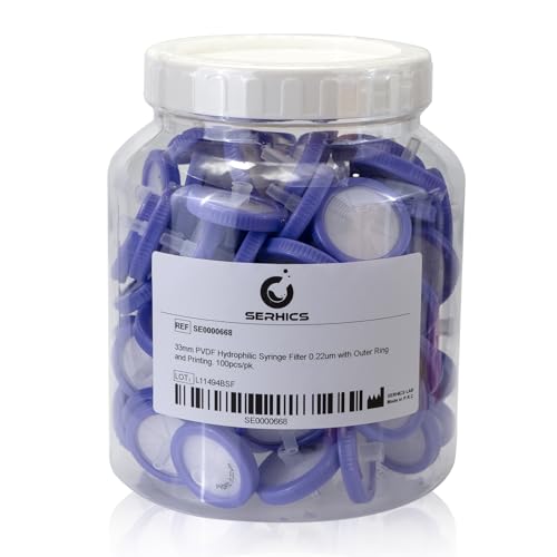 Syringe Filters Hydrophilic PVDF 33 mm 0.22 um,100pcs 33mm 0.22um