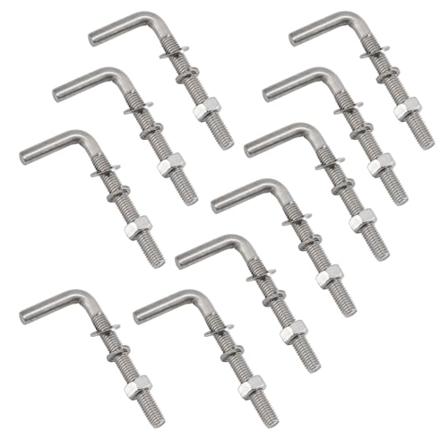 (10 Pieces) M6x120mm L Shaped Threaded Bolt Kits 304 Stainless Steel Foundation Anchor Bolts Square Screws Hooks For Hanging M6x120mm(10 Pieces)