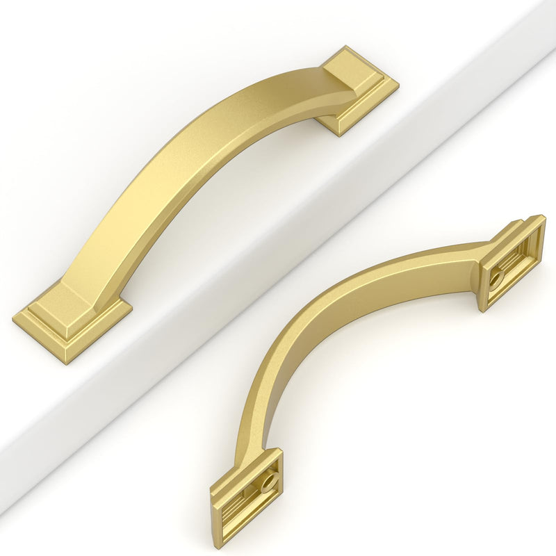 10 Pack Brushed Gold Cabinet Pulls 3''(76mm) Hole Centers,Hardware for Cabinets,Kitchen Cabinet Handles,Arch Cabinet Handles for Bathroom Dresser Drawer Handle Matte Gold 3" Hole Center