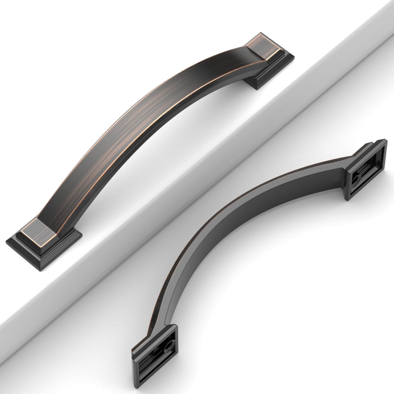 10 Pack Oil Rubbed Bronze Cabinet Pulls 4''(102mm) Hole Centers,Cabinet Handles,Hardware for Cabinets,Kitchen Cabinet Handle,Arch Cabinet Handles for Bathroom Dresser Drawer Handles 4" Hole Center