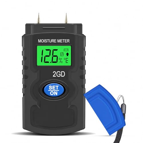 Wood Moisture Meter, Pin Type Tester for Wood Plaster Concrete with LCD Blue 1-pcs