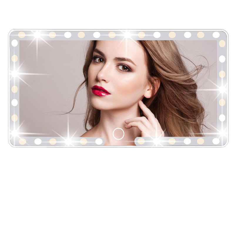 Car Sun Visor Vanity Mirror, 3 Light Modes & 60 LEDs, Rechargeable Dimmable Touch Screen Travel Makeup Mirror,Universal for Truck SUV-Car Accessories Essentials for Women（White） White 1 Pack
