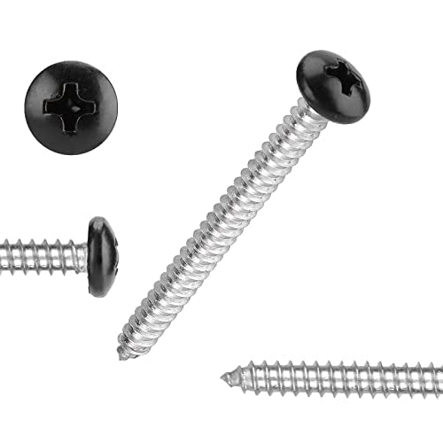 Black Head 50 PCS #14x2-1/2(2.5 inch) Stainless Steel Phillips Pan Head Wood Screws,Stainless Steel 18-8 A2(304) Screw,Home Screw Kit by QISHENG #14 x 2.5 inch Black