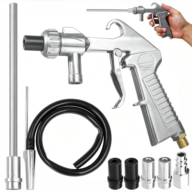 Sand Blasting Gun Kit Sandblaster Gun with Long Nozzle and Hose Rust Remove Abrasive Sand Blasting for Sandblasting Cabinets Long Nozzle Kit